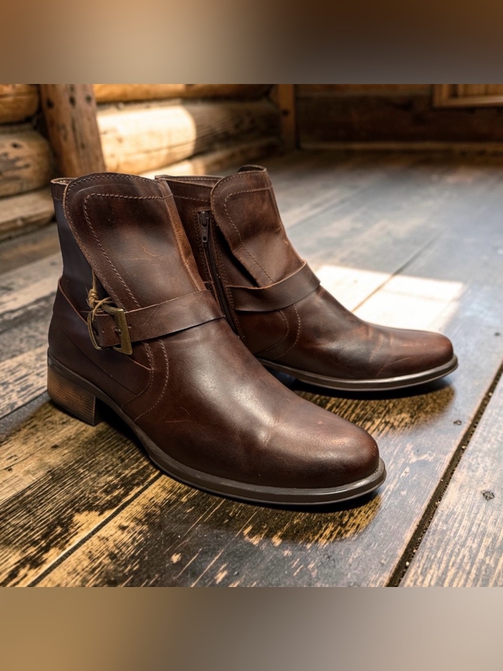 QUT Western Ankle Boot for Women Leather Low Casual Buckle Bootie Size 10